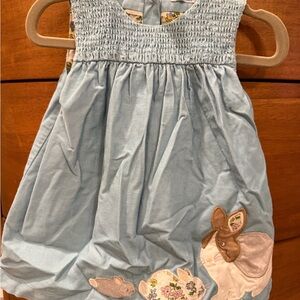 Baby Boden Smocked Light Blue Bunny🐰 Appliqué Kids Dress